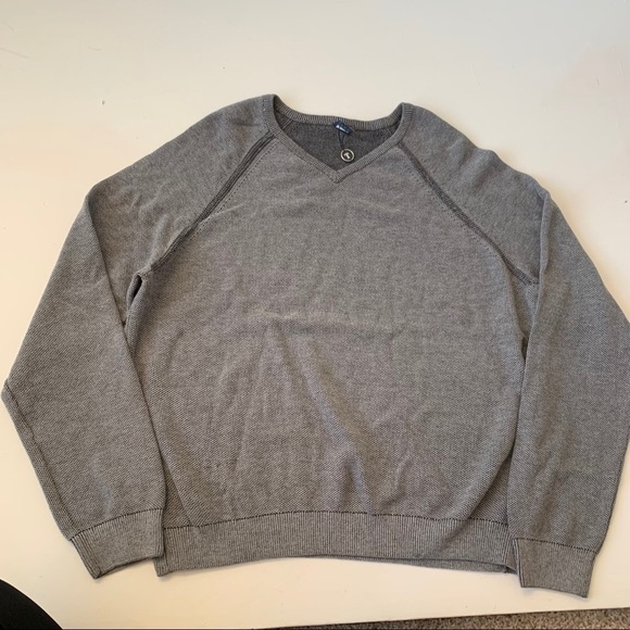 NWT Tailor Vintage Reversible V-Neck Sweater XL Gray 100% Cotton Waffle Knit - Picture 13 of 14